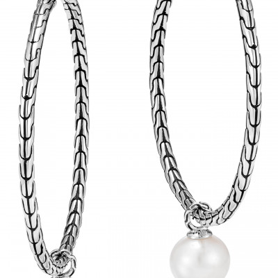 Womens John Hardy Classic Chain Pearl Hoop Earrings