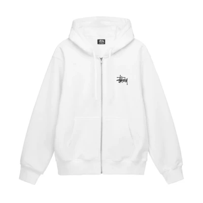 BASIC STÃSSY ZIP HOODIE - White /