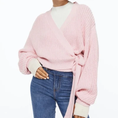 Knit Wrap-front Cardigan - pink- Ladies| H&M US