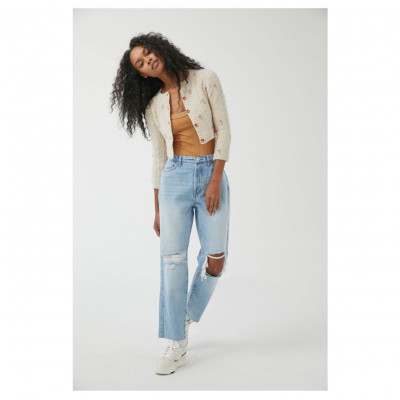 BDG High-Waisted Slim Straight Jean Ã¢â‚¬â€œ Ripped Light Wash