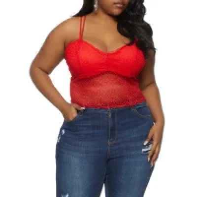 Plus Size Lace Cami - Red