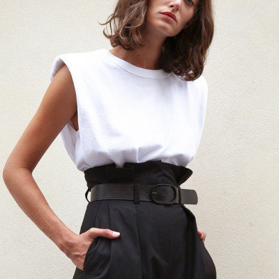 Eva Padded Shoulder Muscle T-Shirt In White