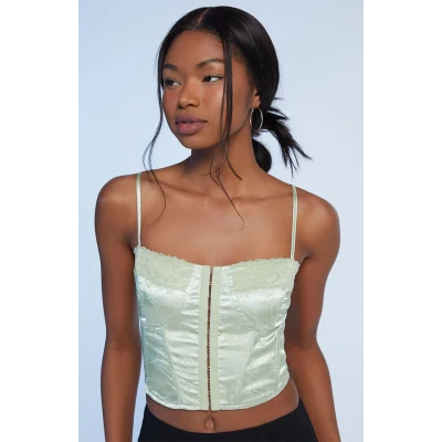 LA Hearts Satin Lace Corset Top