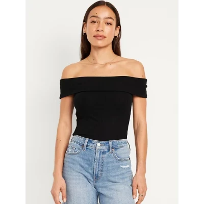 Off-Shoulder Ribbed Top