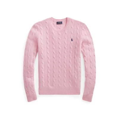 Ralph Lauren Cable Wool-Blend Sweater in Course Pink -