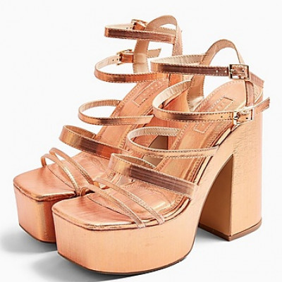 Rapid Copper Strap Platform Heels - Copper