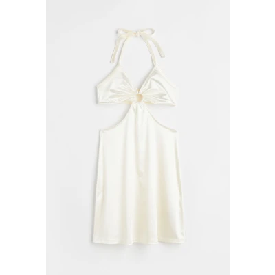 Cut-out Satin Dress - White
