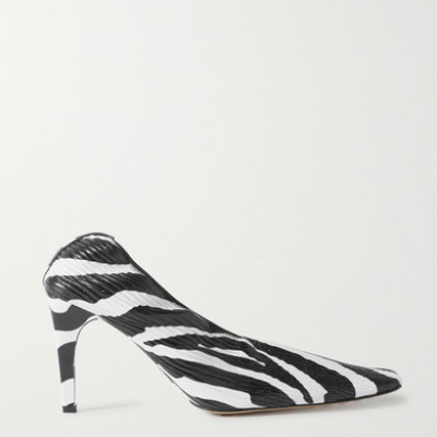 Bottega Veneta - Zebra-print Textured-leather Pumps - Zebra print