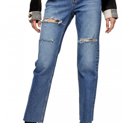 Womens Topshop Sofia Ripped Straight Leg Jeans