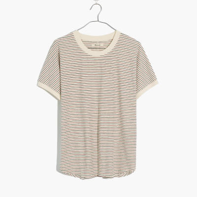 Hemp Relaxed Drapey Tee In Stripe