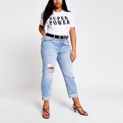Plus white 'Super power' T-shirt