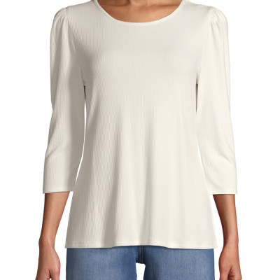Time and Tru Women's 3/4 Puff Sleeve Top
