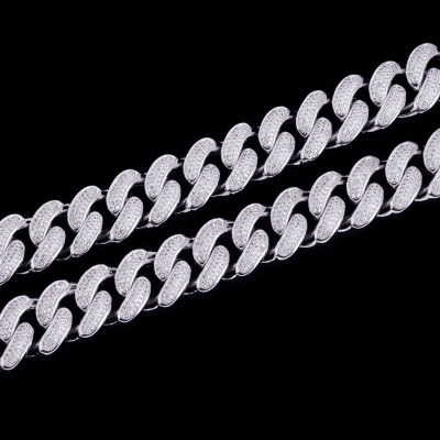 19mm White Gold Iced Women Cuban Choker Chain