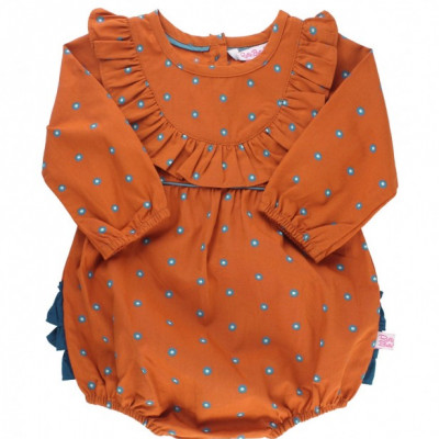 Spiced Clove Ruffled Bubble Romper