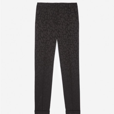 Loose Fit Print Trousers In Black Leopard
