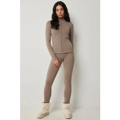 Fur Lined Long Sleeve Zip-Up Top