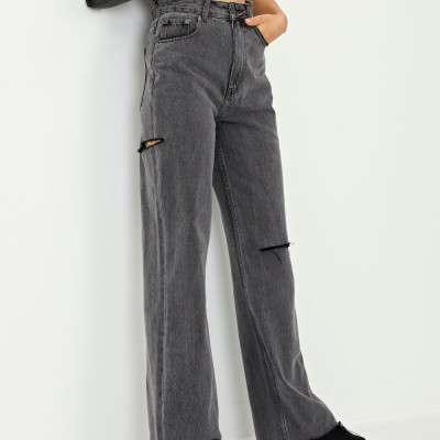 Ripped Straight Leg Jean
