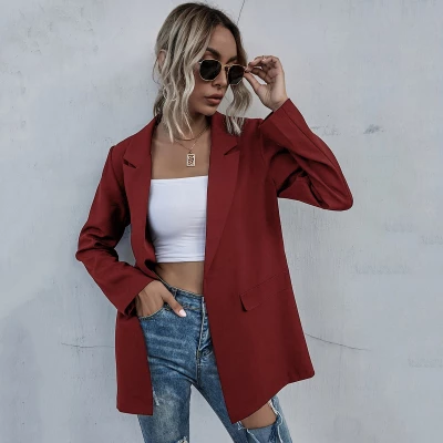 Solid Lapel Neck Blazer