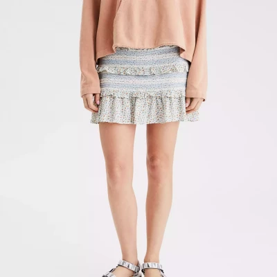 Ae Smocked Ruffled Mini Skirt