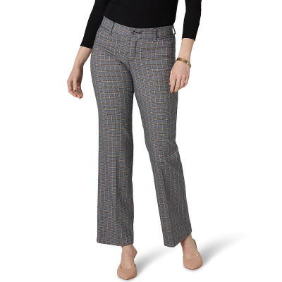 Womens Lee Flex Motion Trouser Pants, Size: 4 - Regular, Blue Grey Windowpane