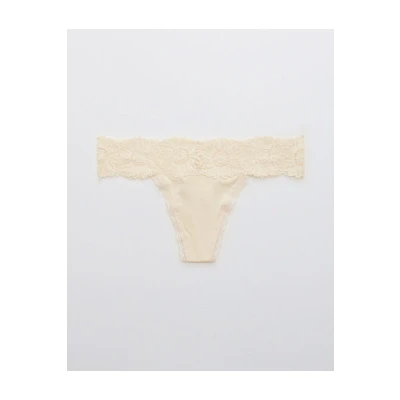 Aerie Shine Sunflower Lace Thong Underwear Womens Vintage Vanilla