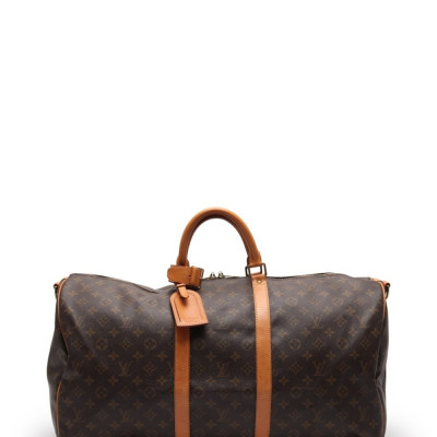 Louis Vuitton Keepall Band Villiers 55 Monogram Boston Bag Shoulder Bag Pvc Leather Brown