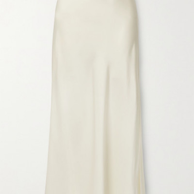 Anine Bing - Noel Grosgrain-trimmed Silk-satin Skirt - Ivory