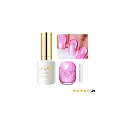 Imtiti MediumVioletRed Color Gel Nail Polish,0.5fl oz Holographic 9D Cat eyes Glitter Magnetic Gel Polish UV Gel Nail Polish with Magnetic Stick for Nail Salon