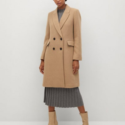 MANGO - Double-breasted wool coat beige - XS - Women
