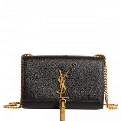 Saint Laurent Small Kate Textured Suede Shoulder Bag - Black
