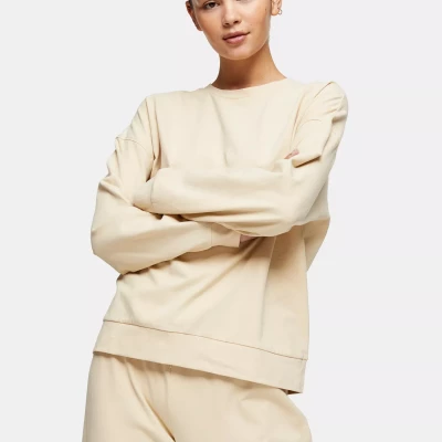 Ecru Peached Jersey Loungewear Sweatshirt