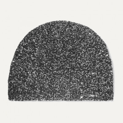SAINT LAURENT - Sequined Crochet-knit Beanie - Black