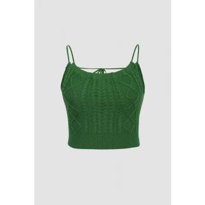 Green Halter Knit Top