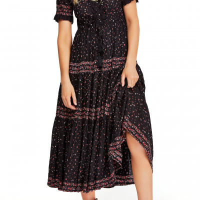 Womens Free People Rare Feeling Pleated Maxi Dress