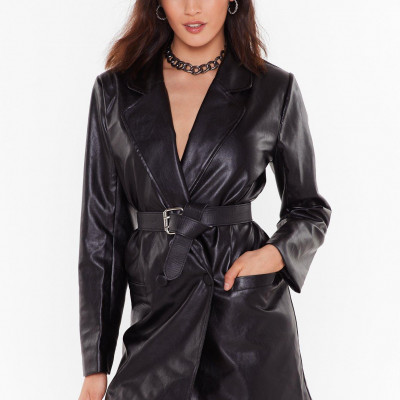 Atomic Faux Leather Blazer Dress