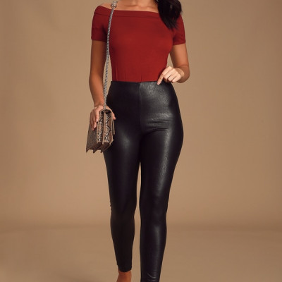 Ellianna Black Vegan Leather High-Waisted Leggings | Lulus