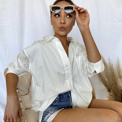 Catching Feelings White Button Up Shirt