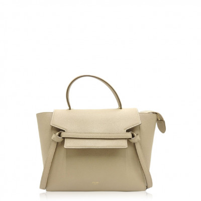 Celine Belt Bag Micro 2Way Shoulder Hand Bag Calf Leather Beige Gold 18015 V0879
