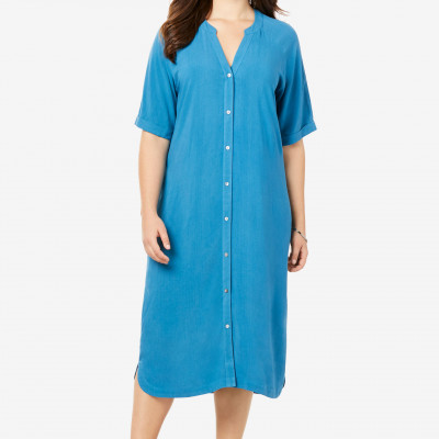 Y-Neck Shirtdress