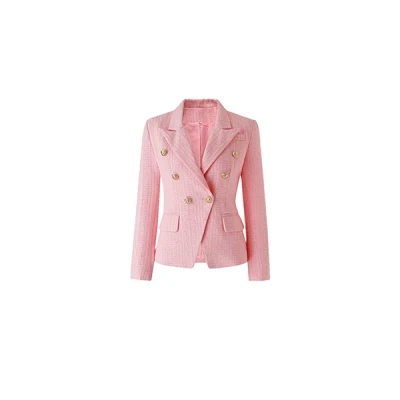 Alloaone Women Denim Material For Pink Blazer