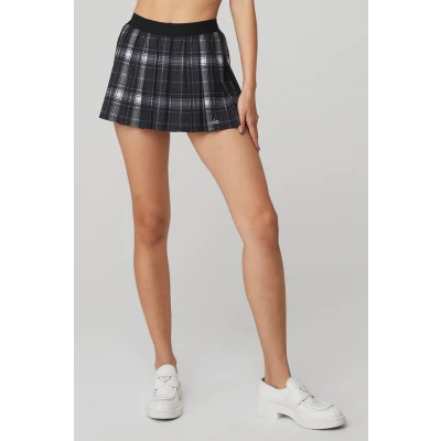 Legacy Plaid Varsity Tennis Skirt - Black/White