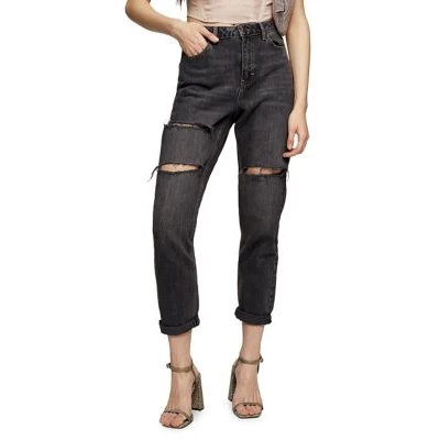 Washed Black Mom Tapered Jeans 30-Inch Leg