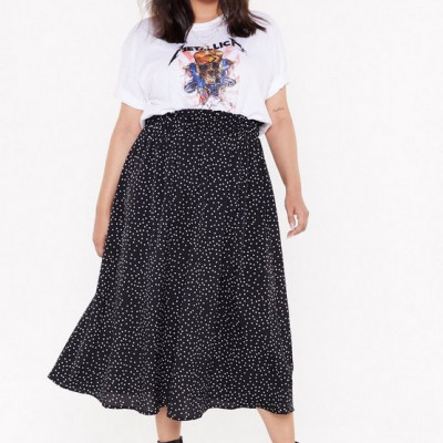 High-Waisted Plus Size Polka Dot Skirt