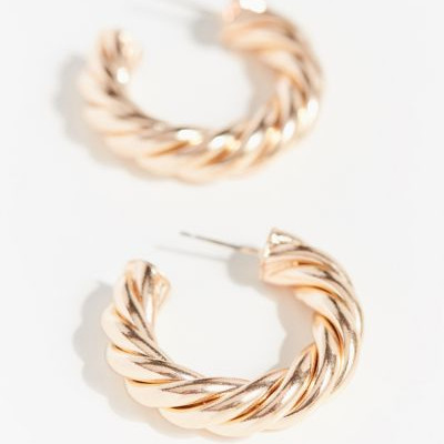 Lara Chunky Twisted Hoop Earring - Gold at Urban Outfitters