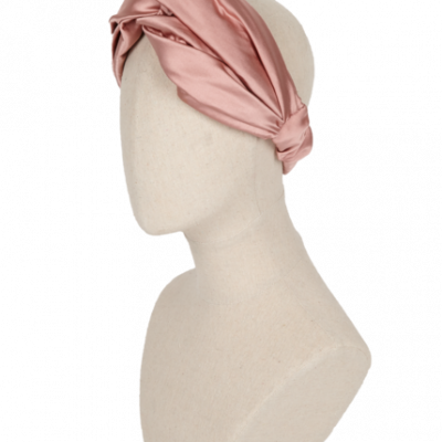 Pink silk blend turban