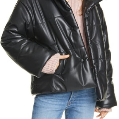 Womens Nanushka Hide Vegan Leather Puffer Jacket