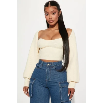 What I Want Shrug Sweater Set - Cream