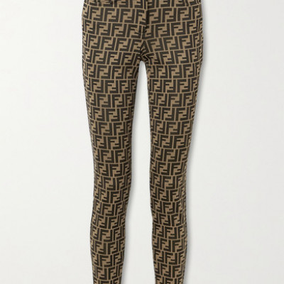 Fendi - Stretch-jacquard Skinny Pants - Brown