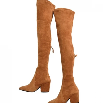MARLO TAN OVER THE KNEE SUEDE LEATHER BOOTS