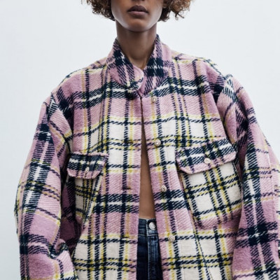 WOOL BLEND PLAID SHIRT